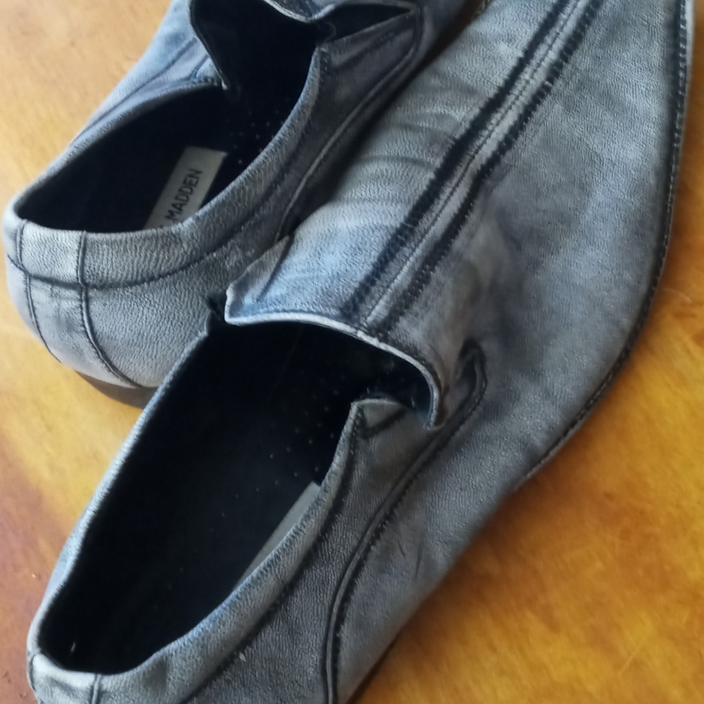 Steve madden teca Aldo shoes size 12 upper hand made leather grayish sliver - Picture 2 of 6